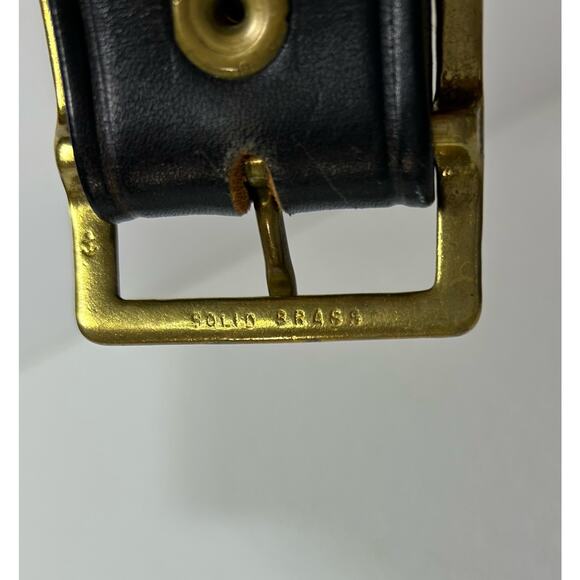 Triple K Black Basketweave Embossed Leather Brass Buckle Western Belt Size 32 - Picture 4 of 6